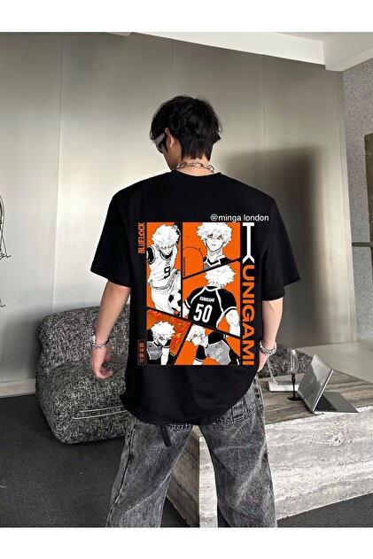 Black Blue Lock Rensuke Kunigami Back Printed Oversize T-Shirt -Minga London