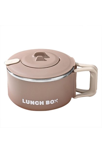 1200ml first floor 1 grid coffee color 1pcs 304 Stainless Steel Lunch Box Noodle Bowl With Lid Drain