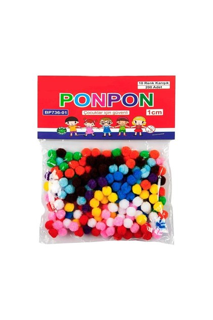 Küçük Boy Renkli Ponpon Seti 1cm 200 Adet