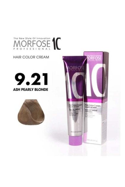 Morfose 10 Hair Color Cream with Argan Oil - Very Light Ash Blonde Iridescent (9.21), 100ml