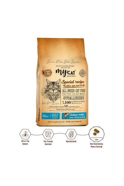 Mycat Original Az Tahıllı Hypoallergenic Skin Care Somon Balıklı Kedi Maması (10KG)
