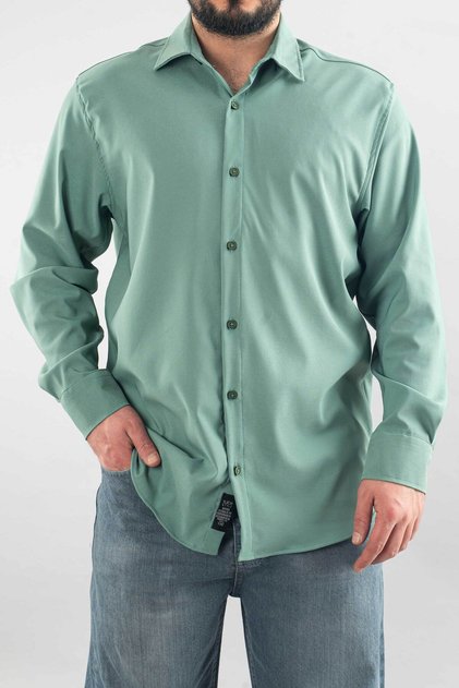 Men's Shirt Green Slim Fit Easy-Iron Sweat-Absorbing Breathable Texture Four Seasons Oversize Classic Shirt