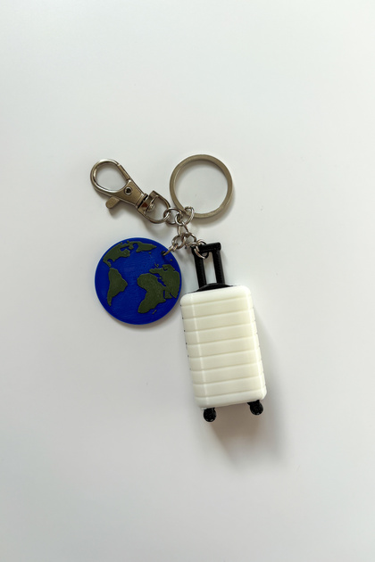 Travel Silver Chain Keychain, Bag Ornament