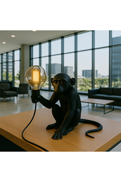 3D Lab Siyah Maymun Masa Lambası Modern, Lüks ve Şık Dekoratif Aydınlatma