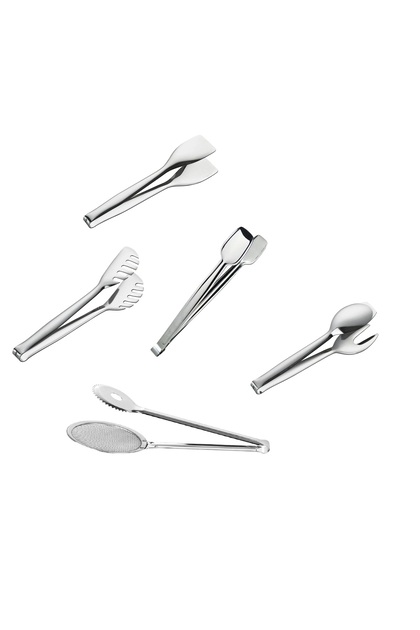 Çelik Maşa 5 Li Servis Sunum Maşa Seti -(süzgeçli Kızartma , Izgara, Servis ,pasta ,makarna Maşa )