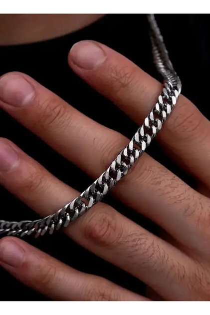 Men's Steel Necklace - 9 mm Tight Weave Gourmet Chain Steel Necklace