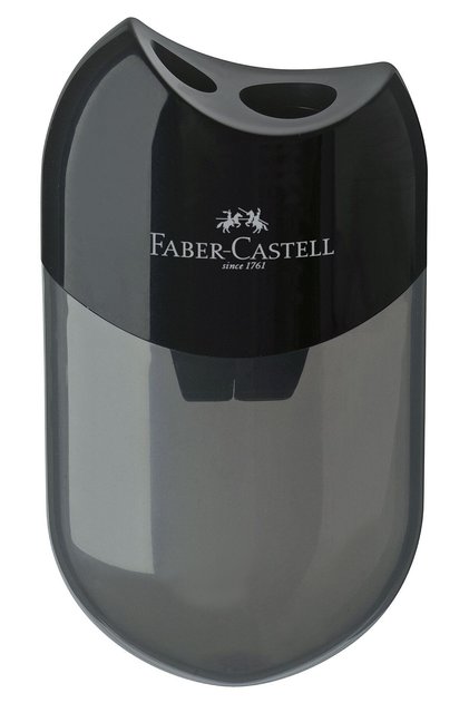 Ascuțitor Dublu Plastic Cu Recipient Negru Faber-Castell