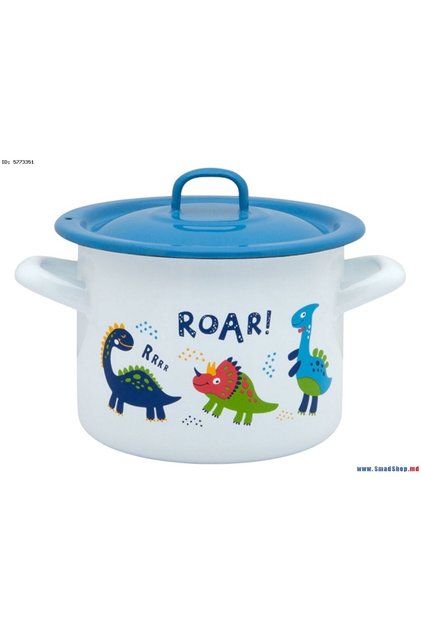 Oala 1.5l cu capac Dino Metalac, email, 14cm, 1.5l