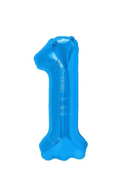 Balon din folie albastru, numărul 1, 80 cm, pentru petrecere de aniversare, umplere cu heliu sau aer