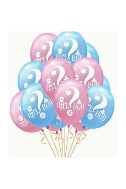 Set 10 Baloane din Latex, Flippy, Model Party Gender Reveal, 30 cm, Roz Albastru