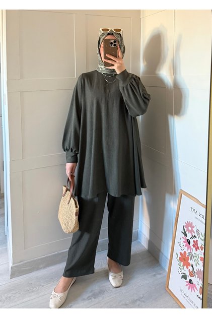 Khaki Bürümcük Casual Set