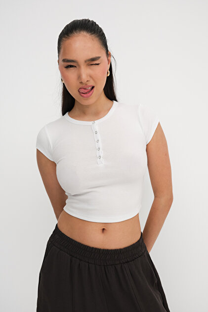 【中古】abxylute MT8365 Addax Yakası Çıtçıtlı Modal T-shirt P0346-İ12 - Fiyatı, Yorumları