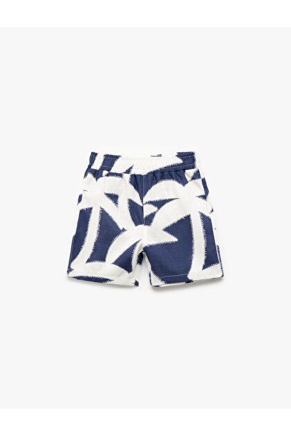 Cotton Palm Patterned Lace-Up Shorts