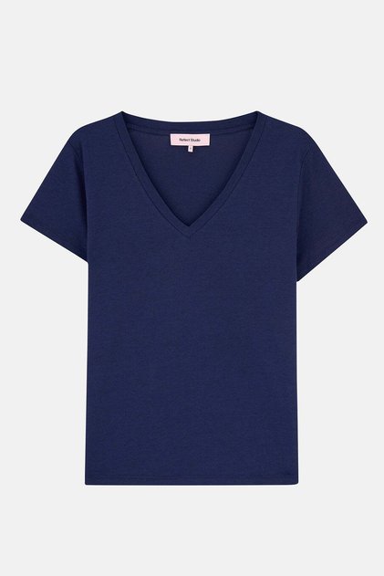 Basic V Yaka Modal Kadın T-shirt - Lacivert