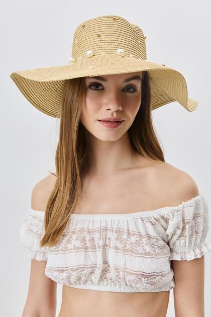 Beige Pearl Accessory Hat Y8214