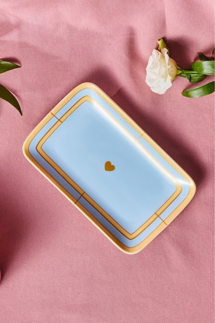 Talya Rectangular Boat Plate 25 cm Blue
