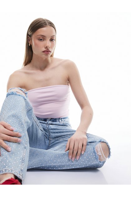 Cotton Strapless Sleeveless Slim Fit Crop Blouse