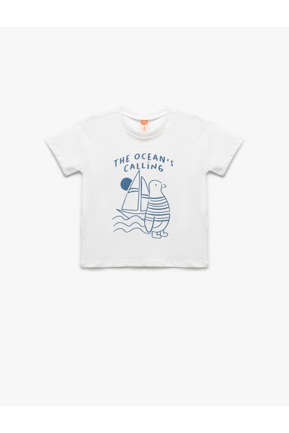 Printed Short Sleeve Cotton Crew Neck T-Shirt