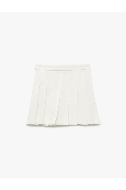 Cotton Zippered Basic Pleated Skirt