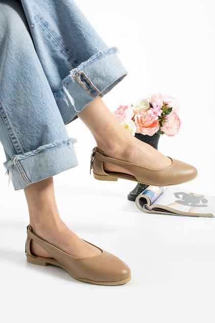 Women's Skin Side Open Ballerina Home and Outdoor Shoes Stc1100