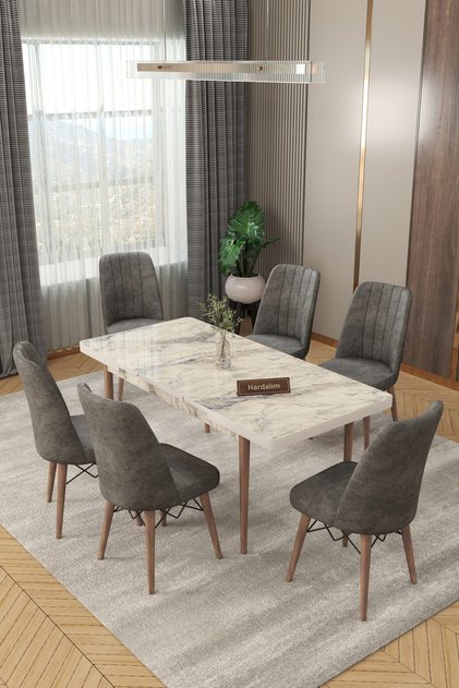 6 Kişilik Açılır Masa Sandalye Takımı Mutfak Masası Takımı Salon Masası Yemek Masası Masa Takımı