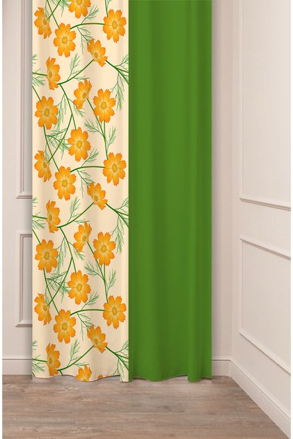 Special Design Flower Leaf Ancient Line Ethnic Patterned Digital Printed (Single Wing) Modern Stylish Background Curtain
