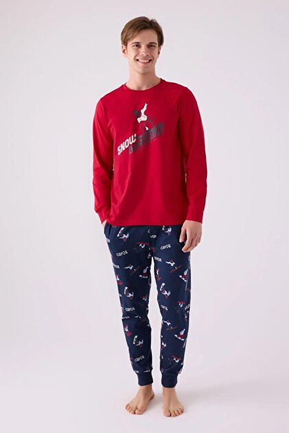 3437-S Snow Boarding Long Sleeve Elastic Leg Pajama Set