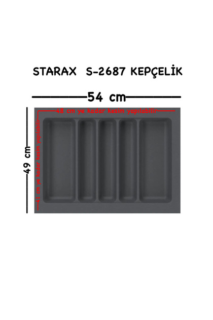 S-2687-G ÇEKMECE İÇİ ANTİBAKTERİYEL KEPÇELİK 60LİK MODÜL GRİ EN:54-48 D:49-41CM ARASI KESİLİR