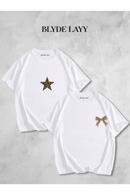 Leopard Detail Printed Women's Oversize Tshirt Set of 2