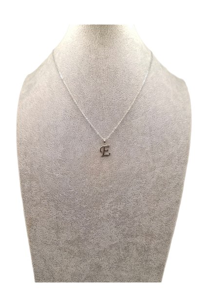 Silver Color Letter E Necklace
