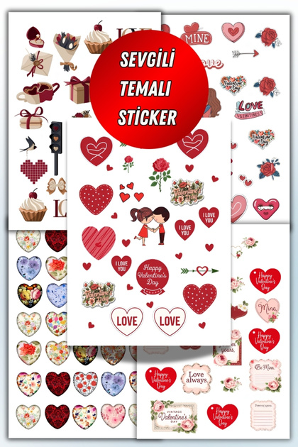 Dear, Love, Valentine's Day 5-Piece Sticker Set Suitable for Planner Agenda Bullet Journal