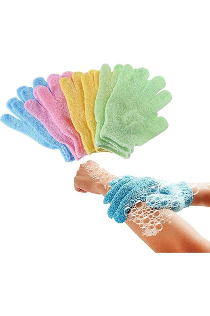 2pair Bath Gloves Spa Massage Body Scrubber Cleaner/Nylon Exfoliating Gloves Multi-Color