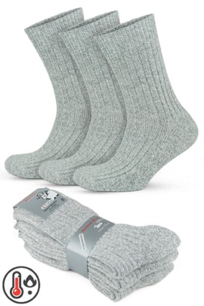 Set of 3 Norwegian Type Moline Wool Underfoot Half Towel Winter Thermal Men's Socks 6001