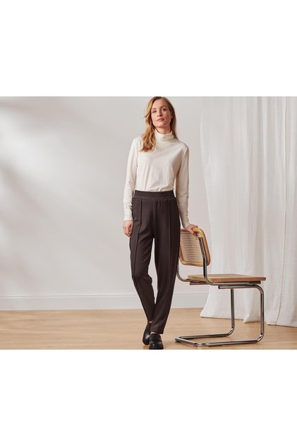 Biyeli Jogger Pantolon, Koyu Kahverengi