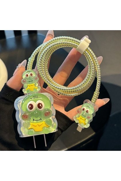 İphone 18w/20w Uyumlu Şarj Aleti Kılıfı, Yeşil Şarj Kablo Koruyucu, Şarj Koruyucu Kılıf