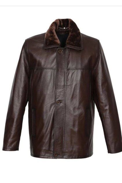 King Size Winter Men's Leather Coat Hazelnut Color