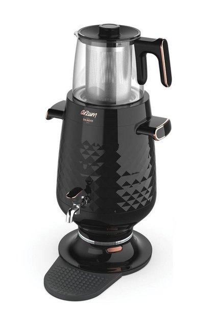 AR3083 Ehlikeyf Elektrikli Semaver Çay Makinesi 3.5L 2200W Cam Demlik Otomatik Sıcak Tutma - Siyah