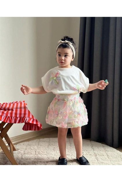 Balloon Skirt Tulle Lily Detailed Girls' Holiday Outfit