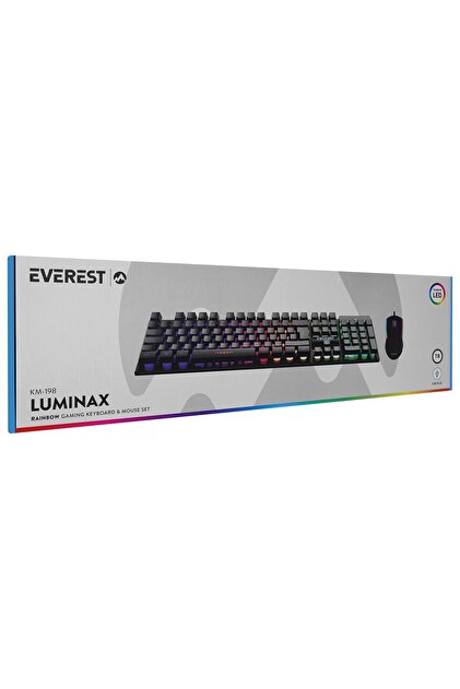 Everest Klavye Mouse Set Oyuncu Gökkuşağı Aydınlatmalı KM-198