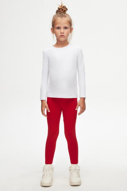 White Girl's Plain Basic Lycra Long Sleeve T-Shirt