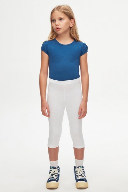 White Girl's Plain Basic Below the Knee Capri