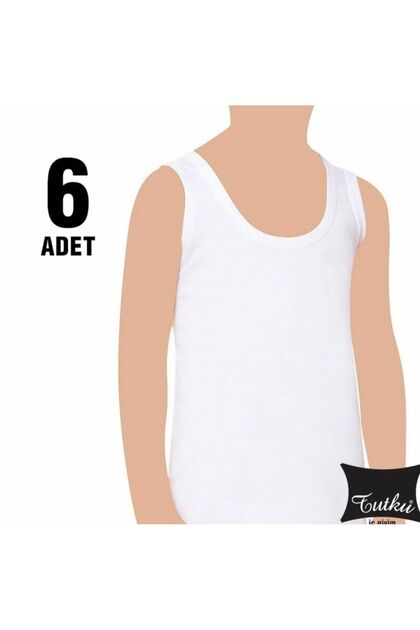 Boy's White Thick Strap Ribbed Undershirt (6 Pieces)