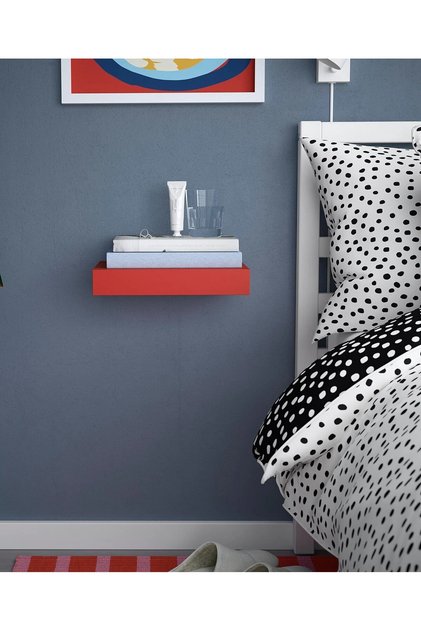 Kaliteli Ahşap Duvar Rafı 30x26x5 cm İkea Kırmızı Renk Dekoratif Raf