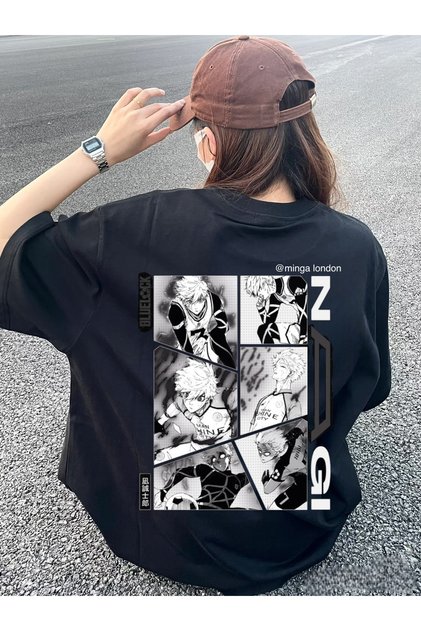 Black Blue Lock Seishir Nagi Back Printed Oversize T-Shirt -Minga London