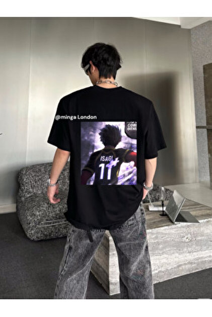 ナオミン様ブラックM Minga London Siyah Blue Lock Seishiro Nagi Player Sırt Baskılı