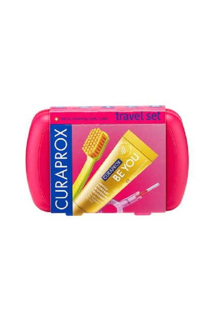 CURAPROX TRAVEL SET MAGENTA(TOOTHBRUSH,TOOTHPASTE 10ML,INTERDENTAL BRUSH