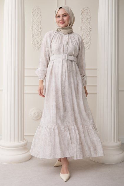Judge Collar Strawberry Pattern Ecru Dress
