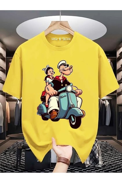 Popeye Popeye Printed Large Size Oversize T-Shirt