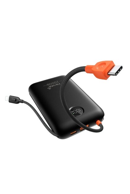 | بنك طاقة بسعة ٢٠٠٠٠ مللي أمبير/ساعة | شحن سريع بقوة ٢٢.٥ واط | كابلات USB-C وLightning مدمجة | أسود