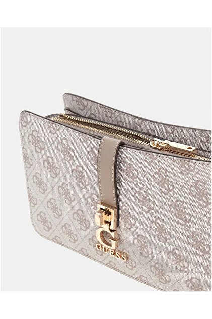 Proudia®️ Guess ZAMIRA TOP ZIP SHOULDER BAG Kadın ekru Omuz Çantası